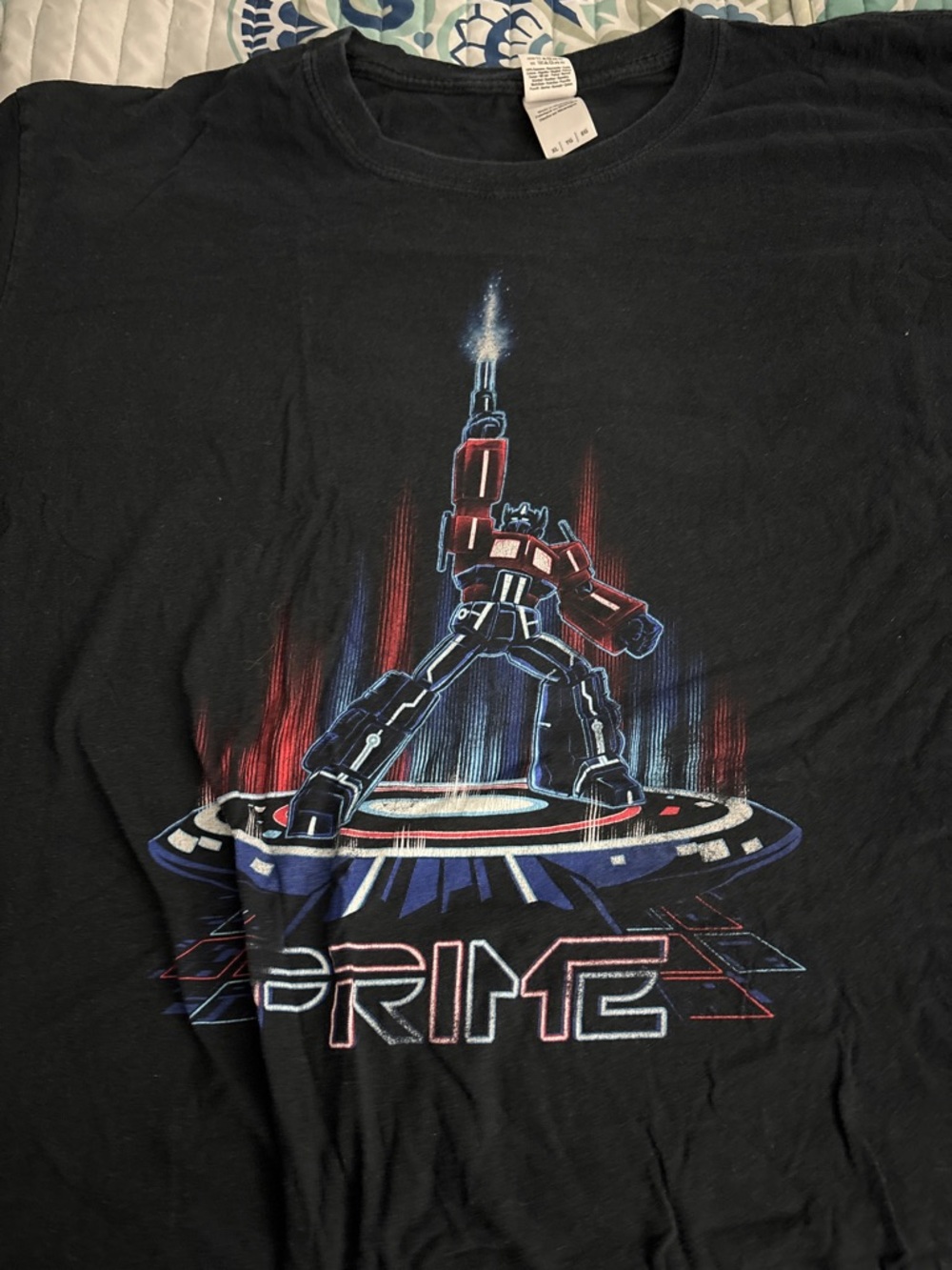 Optimus Prime Graphic Tee - Black with Red & Blue Design
